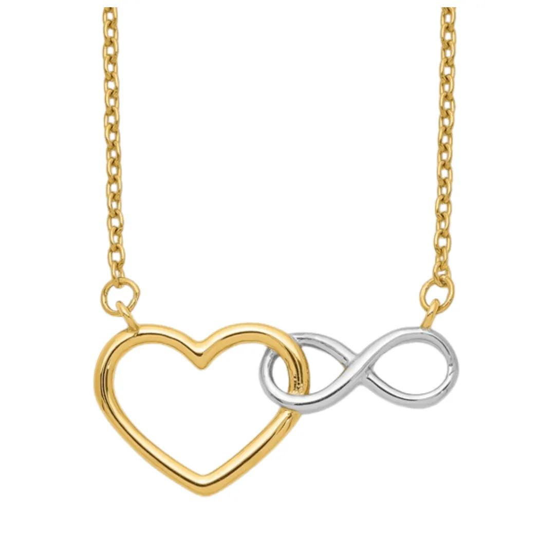 10k Gold Heart Infinity Pendant Necklace