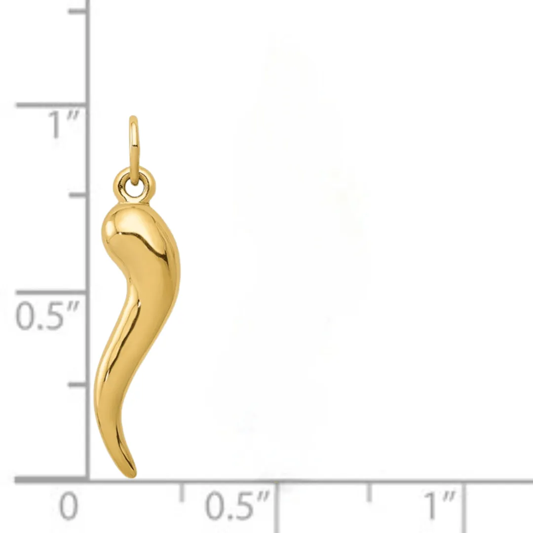 10k Gold Italian Horn Charm Pendant