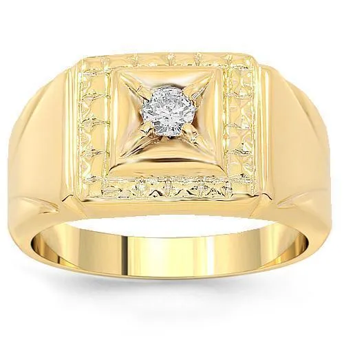 10K Gold Mens Diamond Solitaire Ring 0.13 Ctw