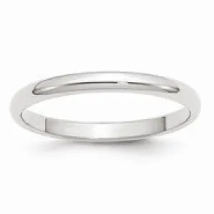 10k White Gold 2.5mm Half Round Wedding Band Ring