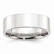 10k White Gold 7mm Standard Flat Comfort Fit Wedding Band Ring