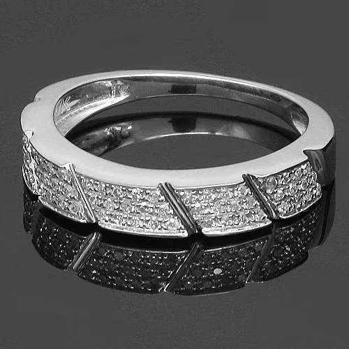 10K White Solid Gold Diamond Wedding Band Set 0.86 Ctw