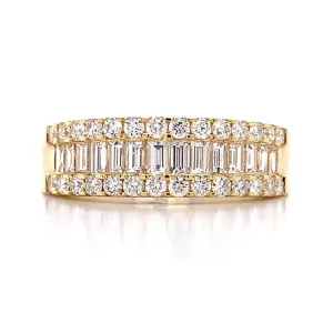 1.11ct tw Diamond Three Row Anniversary Half Eternity Band Ring