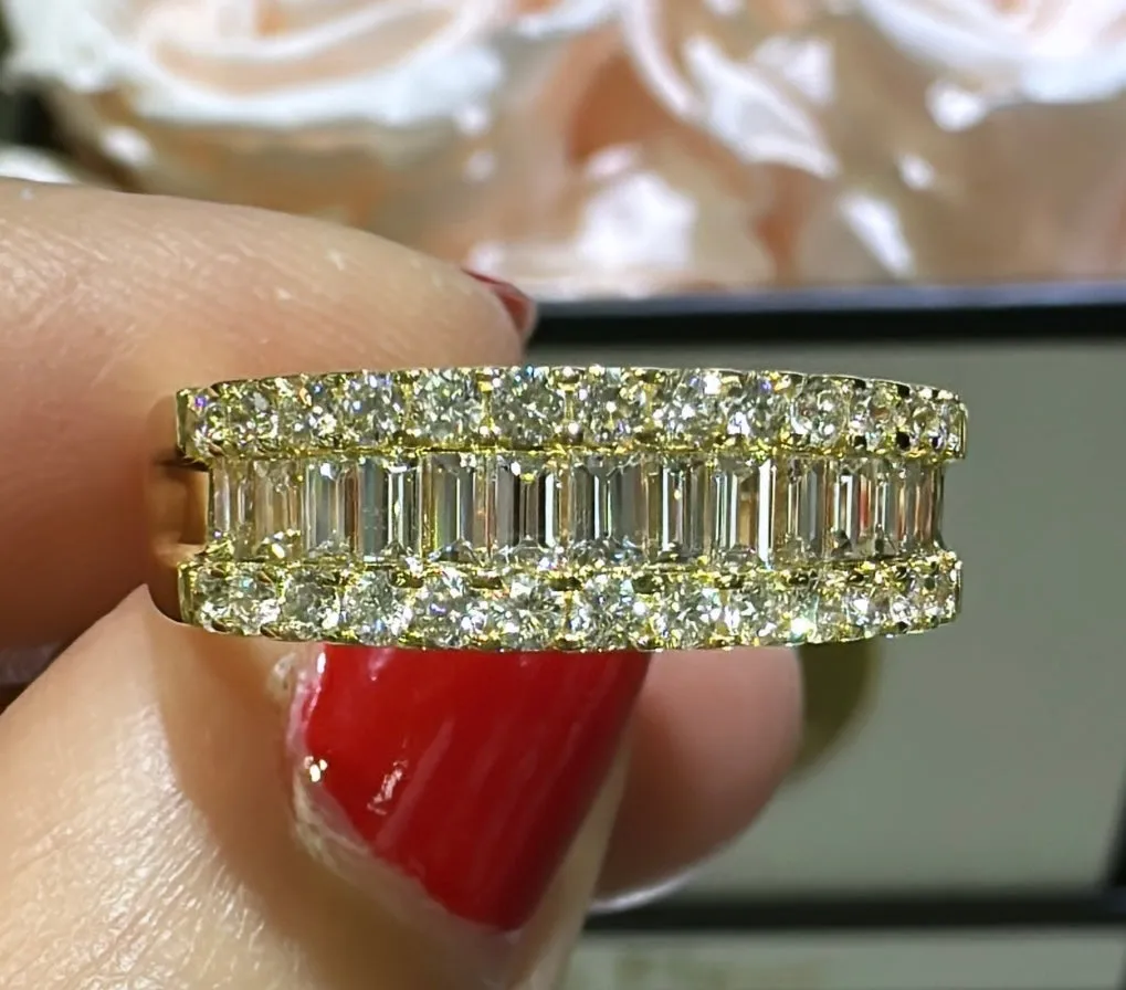 1.11ct tw Diamond Three Row Anniversary Half Eternity Band Ring