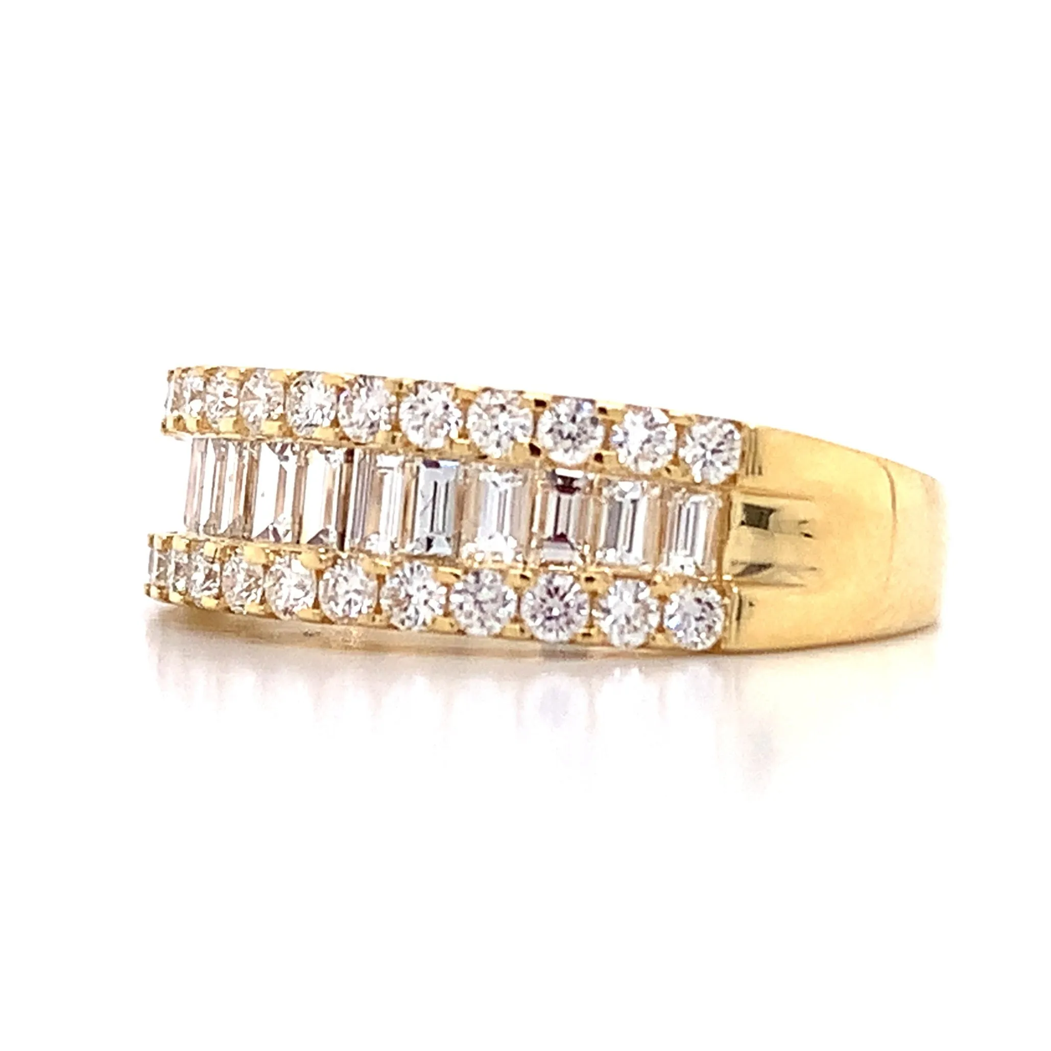 1.11ct tw Diamond Three Row Anniversary Half Eternity Band Ring