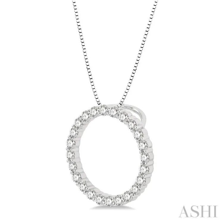 1/2 ctw Circle of Love Round Cut Diamond Pendant With Chain in 14K White Gold