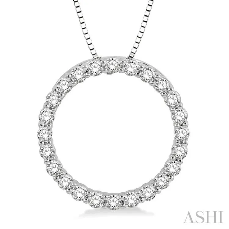 1/2 ctw Circle of Love Round Cut Diamond Pendant With Chain in 14K White Gold