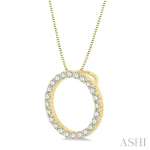 1/2 Ctw Circle of Love Round Cut Diamond Pendant With Chain in 14K Yellow Gold