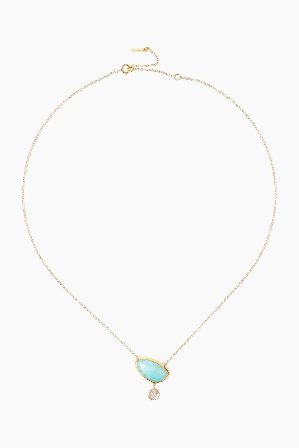 14K Amazonite Diamond Drop Gold Cliff Necklace