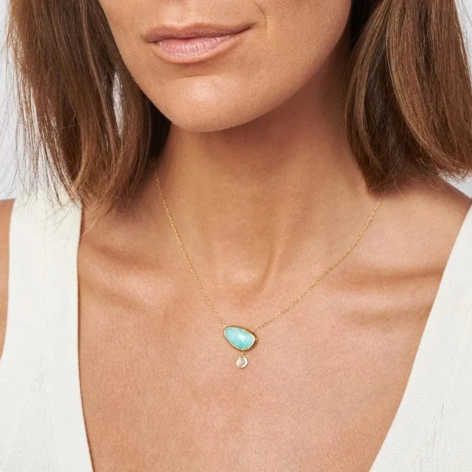 14K Amazonite Diamond Drop Gold Cliff Necklace