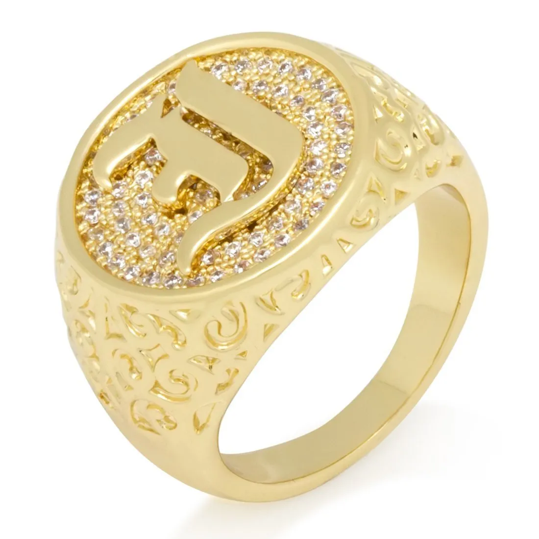 14K Gold Old English Letter "I" Ring