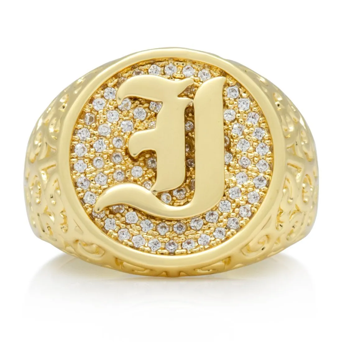 14K Gold Old English Letter "I" Ring