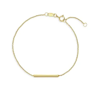 14k Gold Thin Bar Women's Bracelet 6.5"-7"