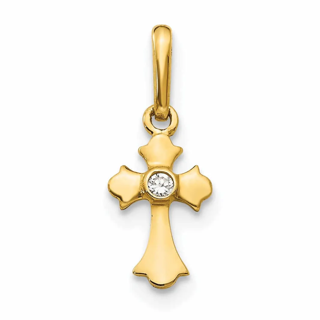 14k Madi K CZ Childrens Cross Pendant