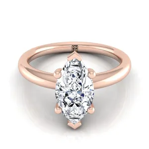 14K Rose Gold Marquise  Rounded Comfort Fit Solitaire Engagement Ring