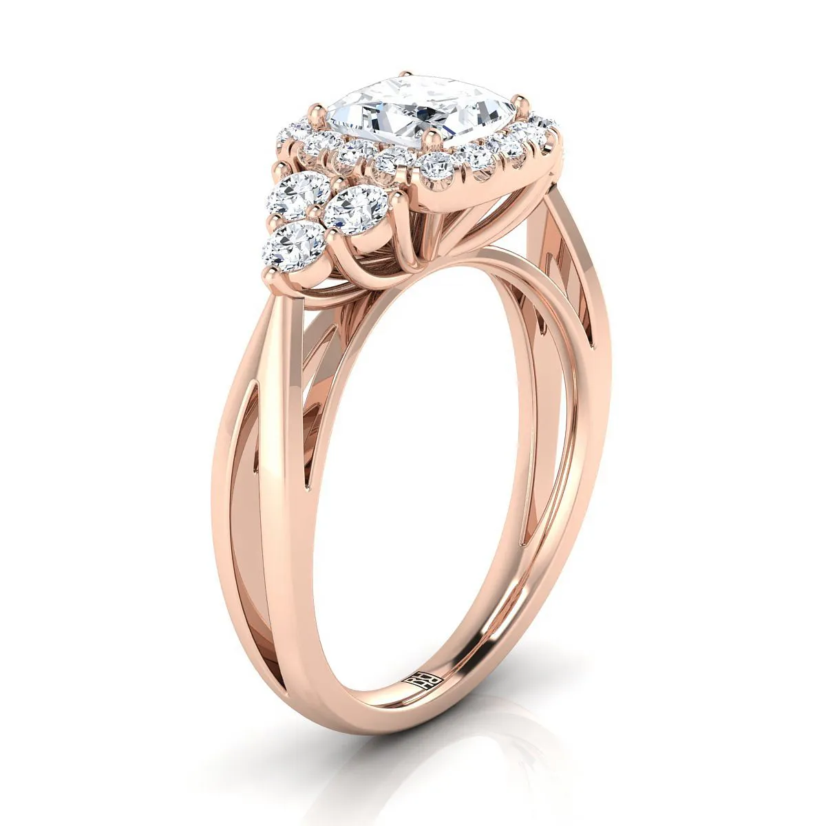 14K Rose Gold Princess Cut Open Twisted Triple Diamond Engagement Ring -5/8ctw