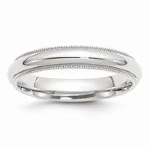 14k White Gold 4mm Milgrain Comfort Fit Wedding Band Ring