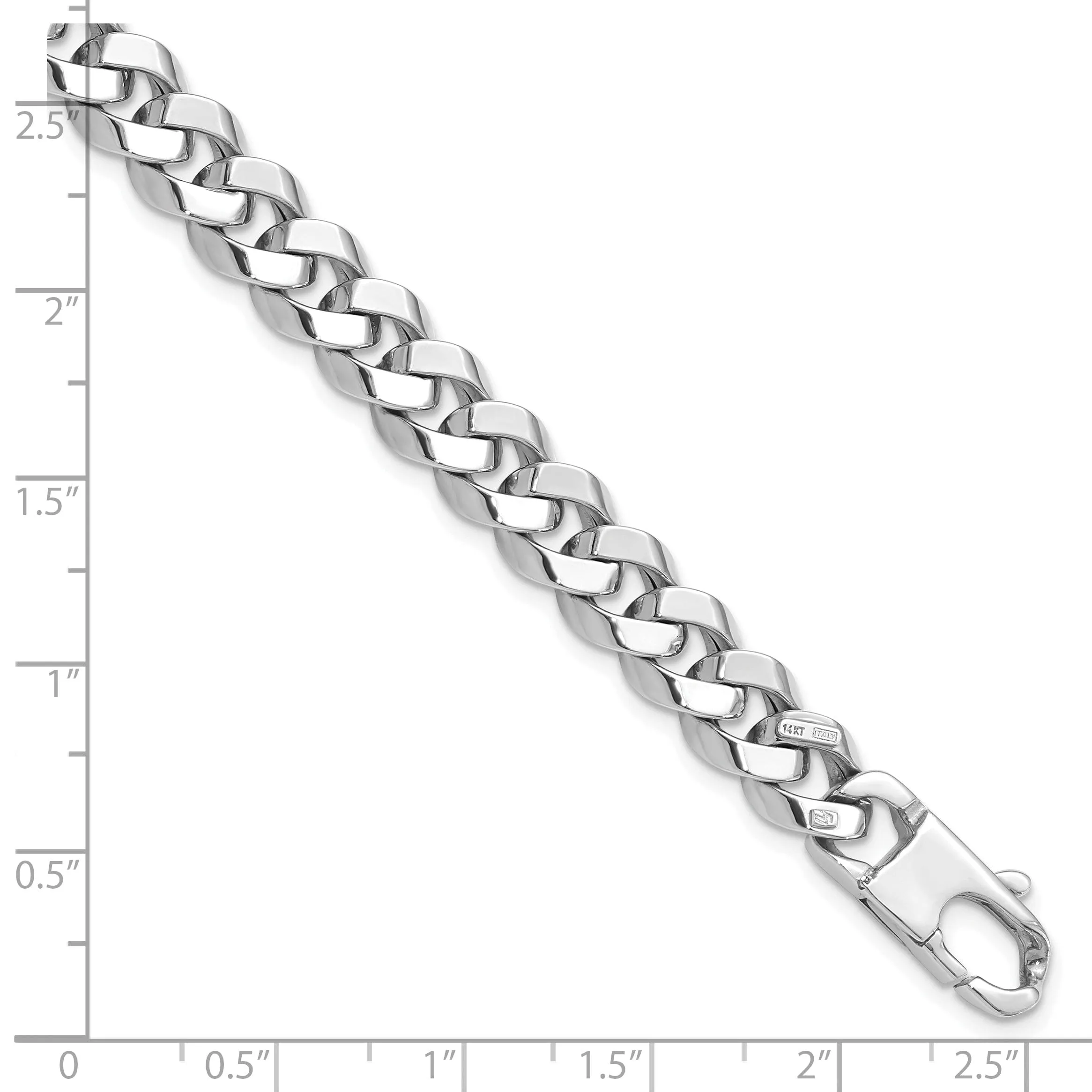 14K White Gold 8.5mm Beveled Curb Bracele