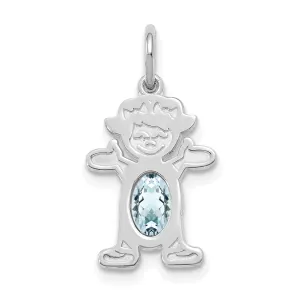 14k White Gold Girl Oval Genuine Aquamarine