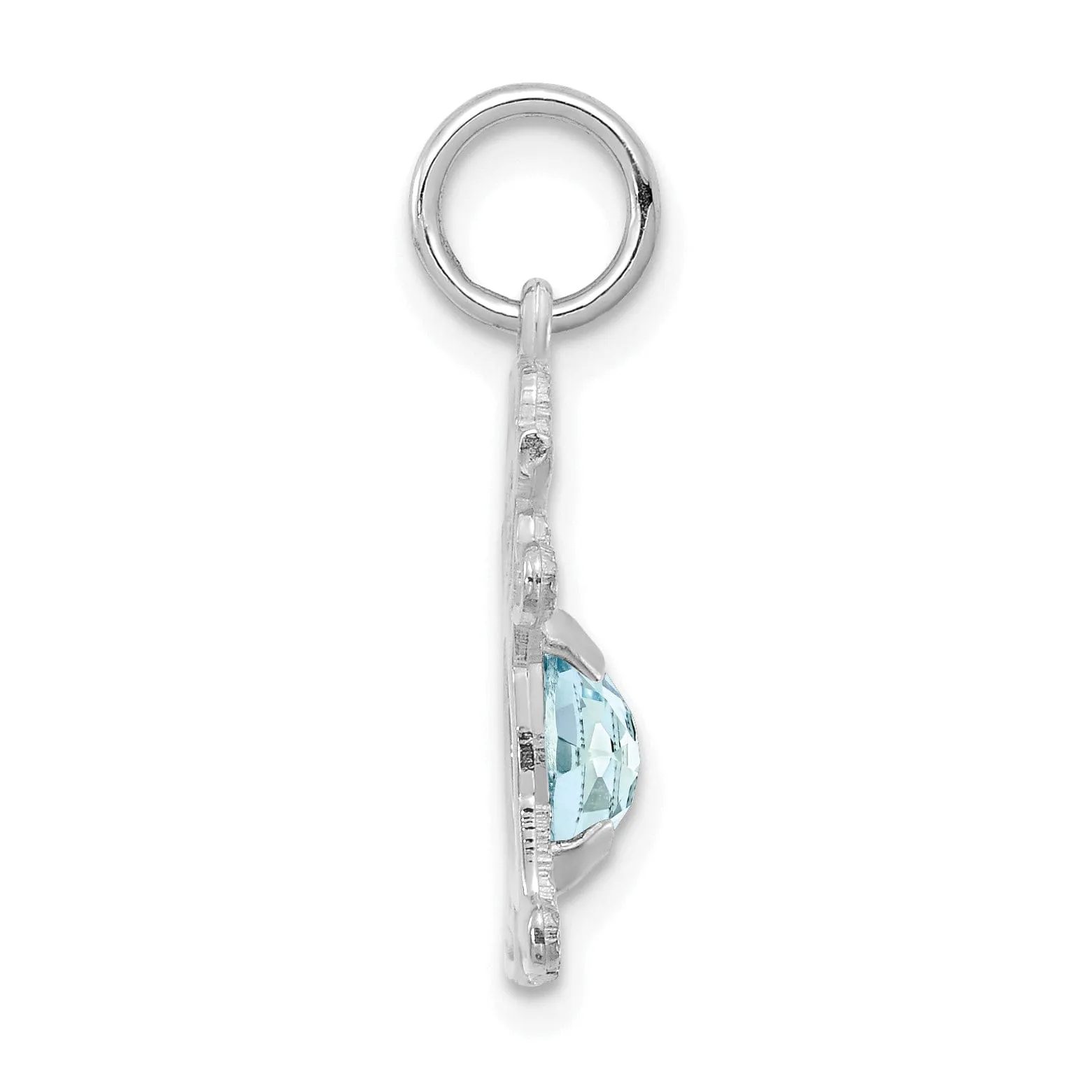 14k White Gold Girl Oval Genuine Aquamarine