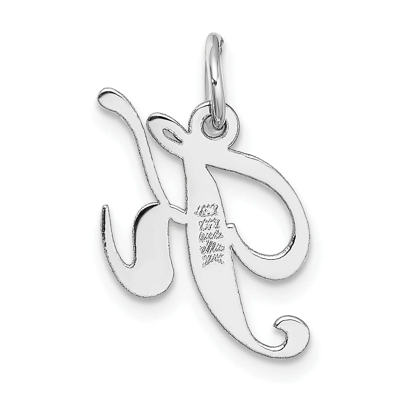 14K White Gold Small Size Fancy Script Letter K Initial Pendant