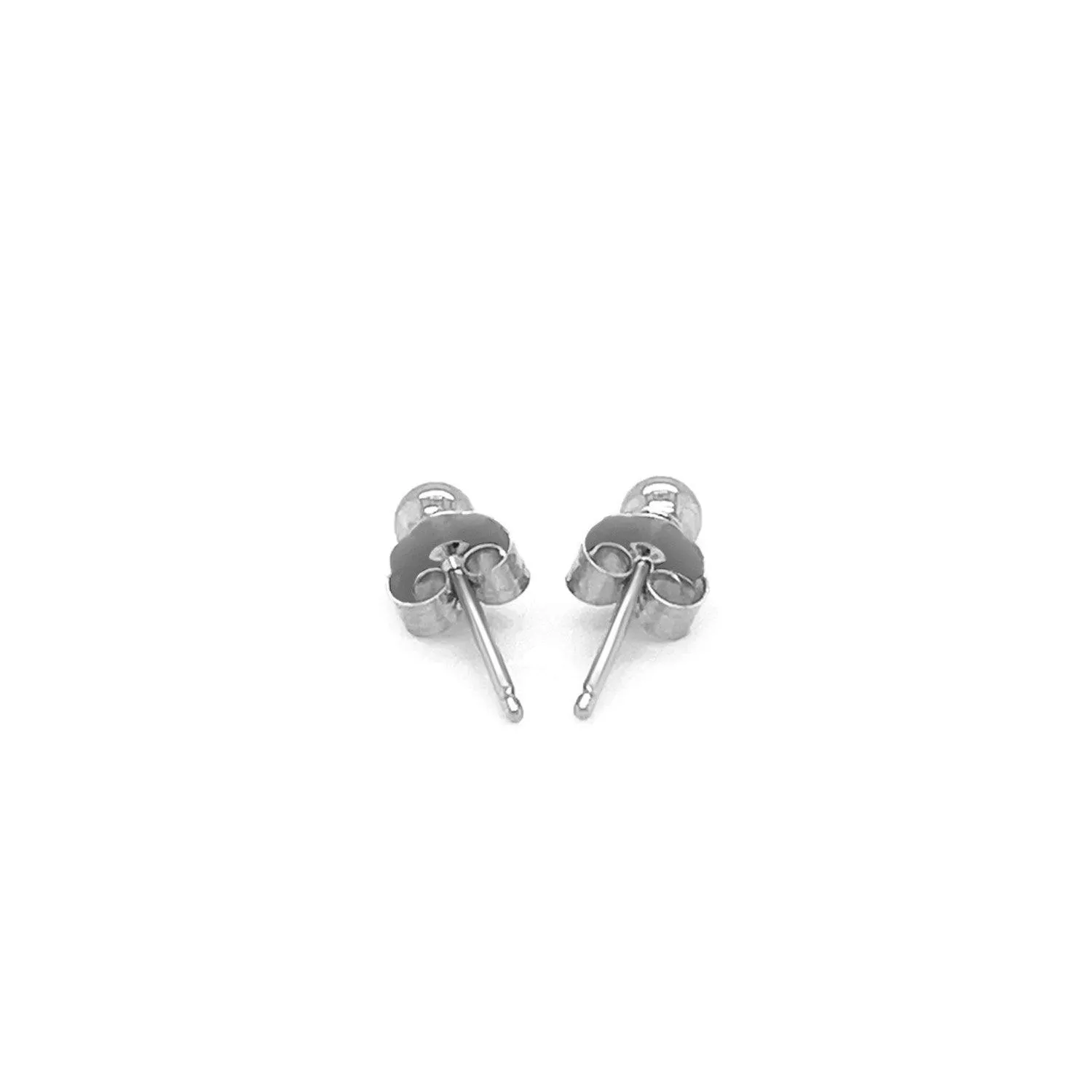 14k White Gold Spherical Stud Earrings (3.0 mm)