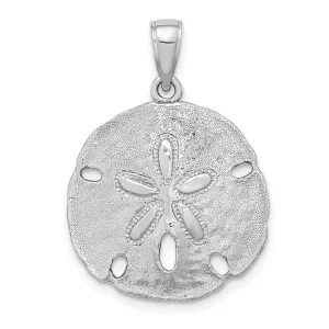 14k White Gold Textured Polished Finish Sand Dollar Charm Pendant