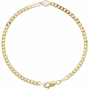 14K Yellow Gold .07 CT Natural Diamond Link Bracelet