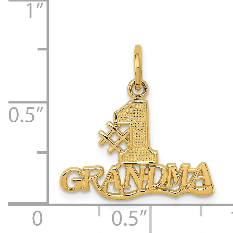 14k Yellow Gold #1 Grandma Charm Pendant