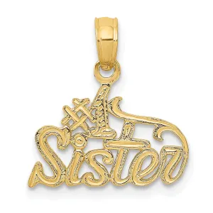 14k Yellow Gold #1 Sister Charm Pendant