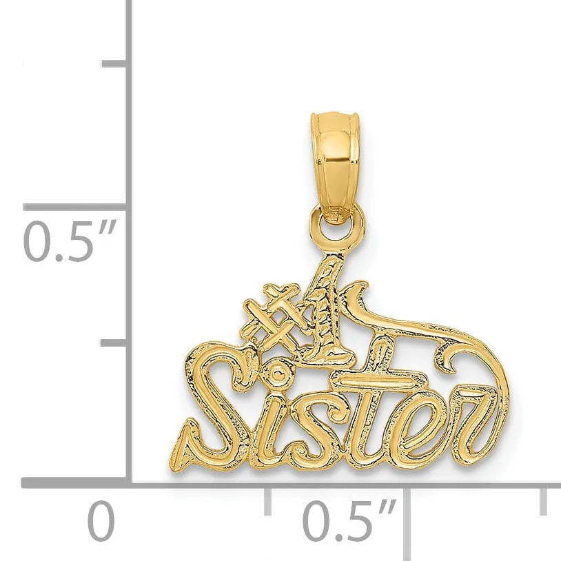 14k Yellow Gold #1 Sister Charm Pendant