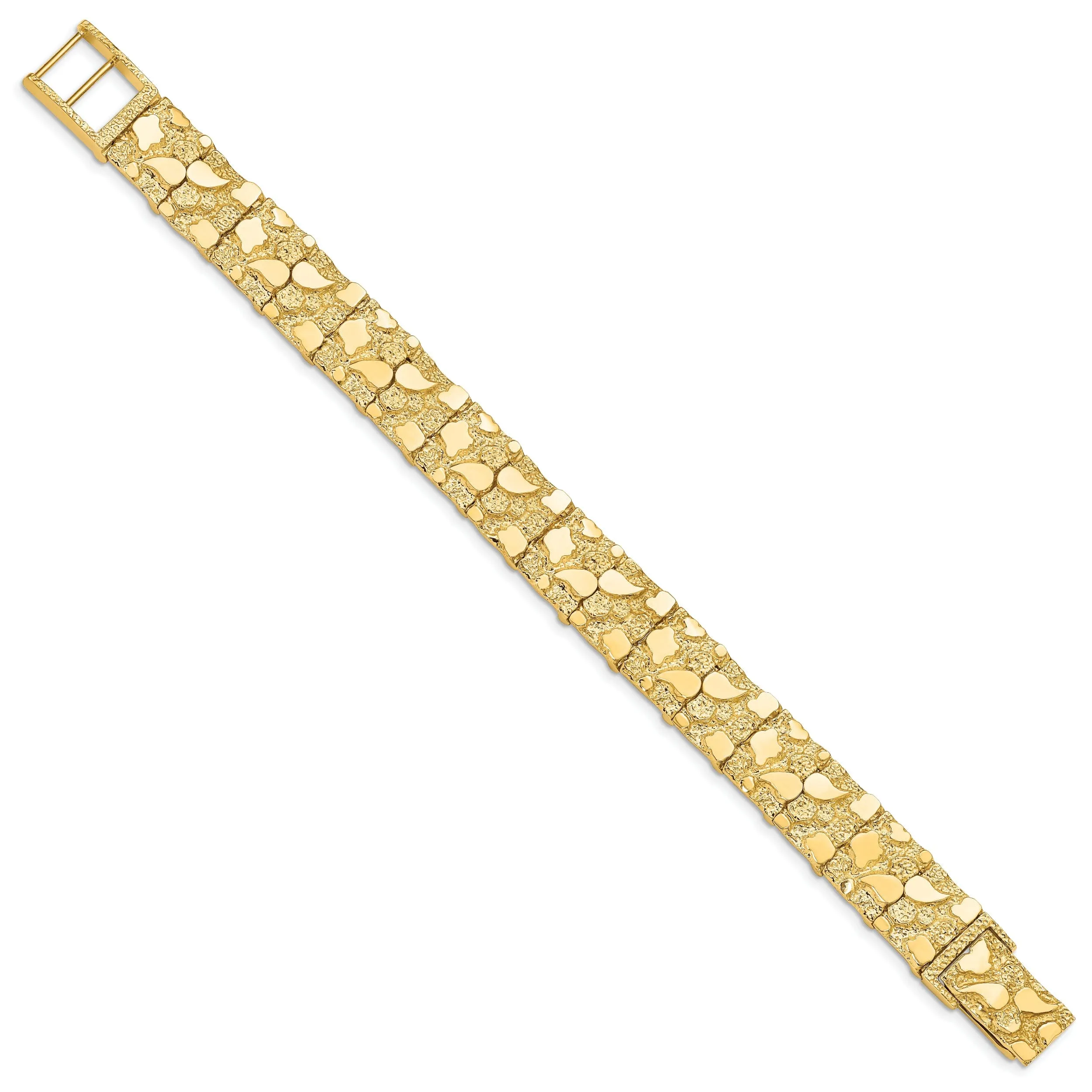 14k Yellow Gold 12.50MM Nugget Bracelet