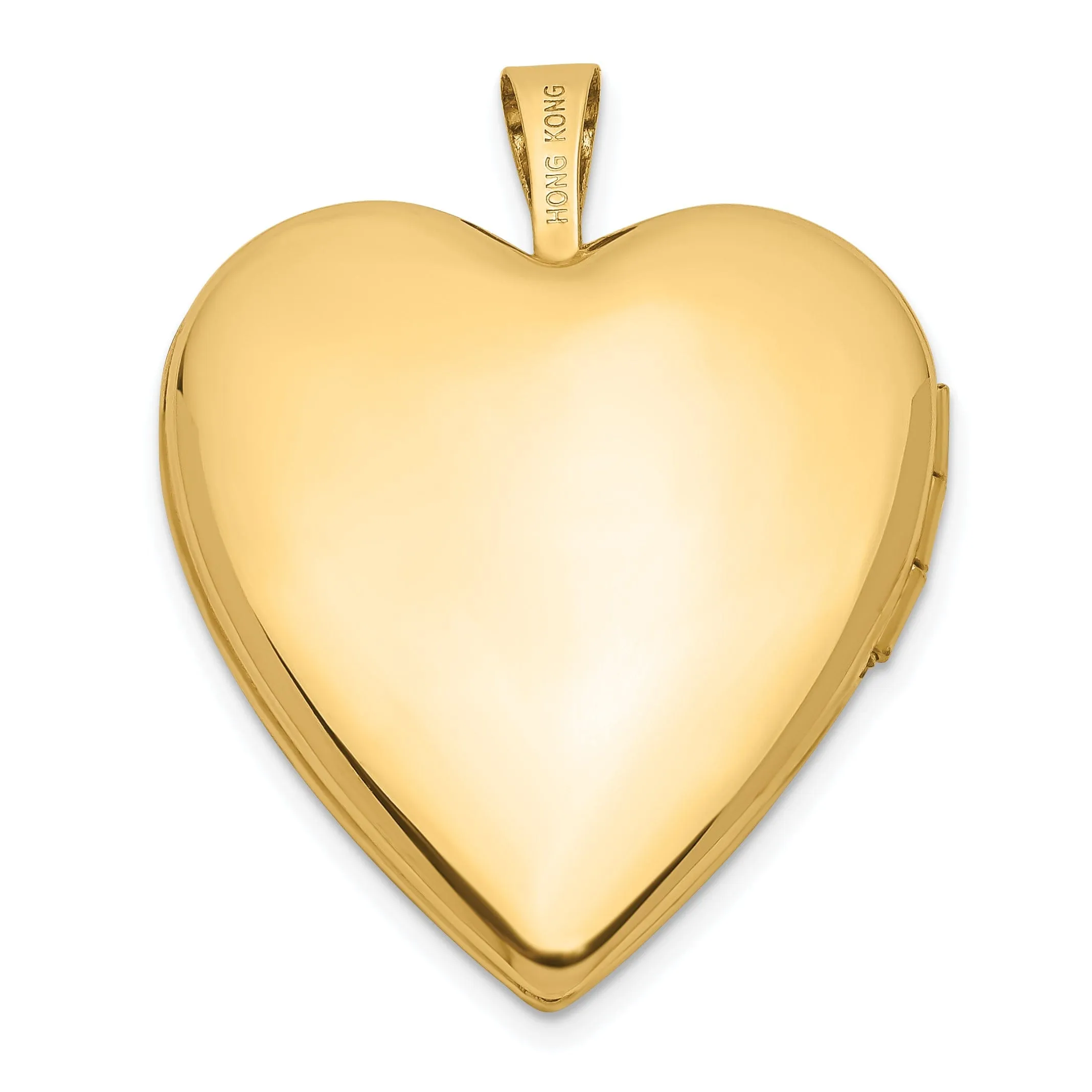 14k Yellow Gold 20MM Rose I Love You Heart Locket