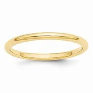 14k Yellow Gold 2mm Standard Comfort Fit Wedding Band Ring