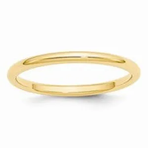 14k Yellow Gold 2mm Standard Comfort Fit Wedding Band Ring