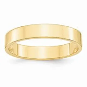 14k Yellow Gold 4mm Lightweight Flat Wedding Band Ring