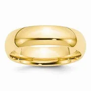 14k Yellow Gold 6mm Standard Comfort Fit Wedding Band Ring