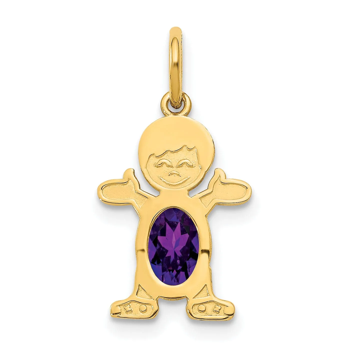 14k Yellow Gold Boy Oval Genuine Amethyst