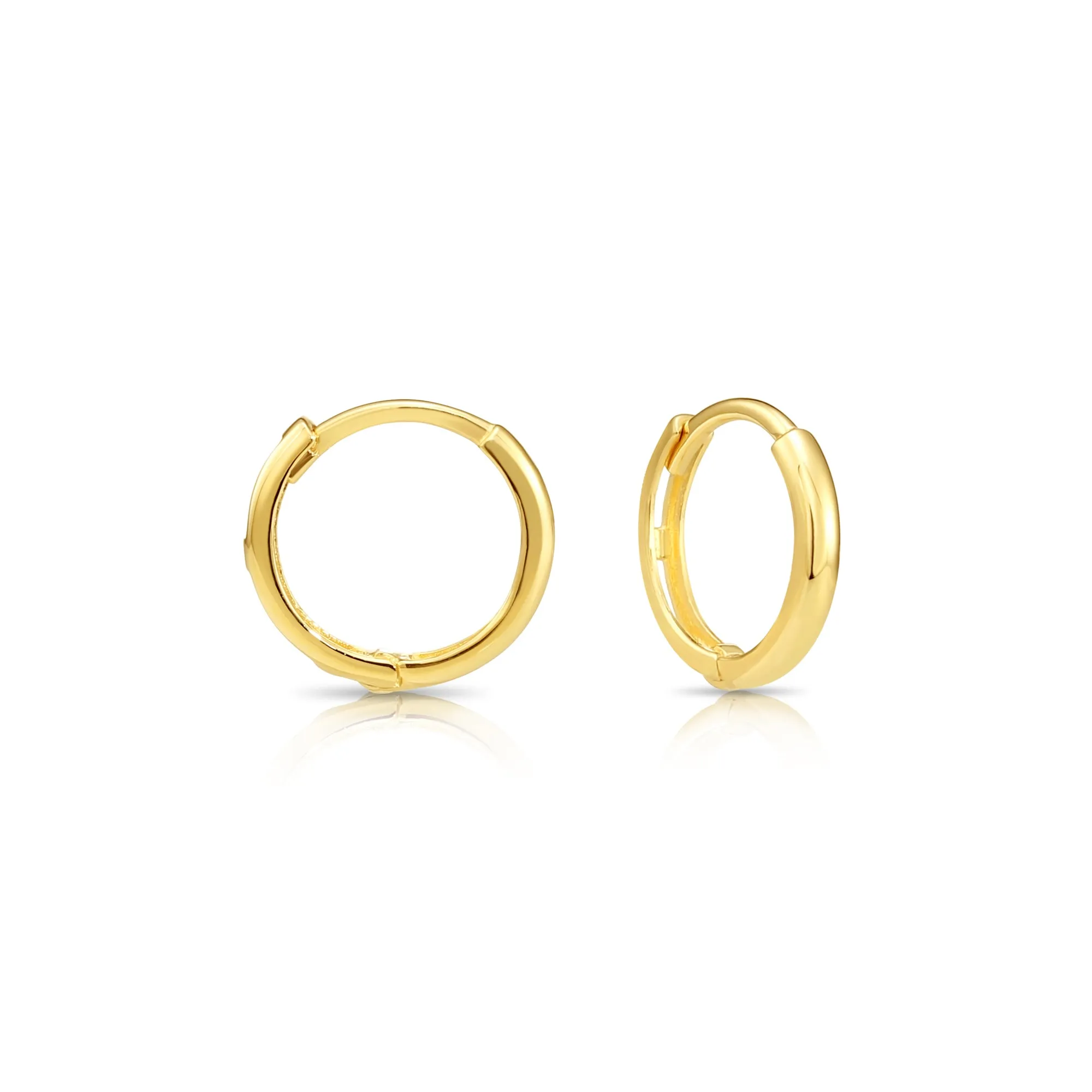 14K Yellow Gold Classy Huggies, Dainty Everyday Gold Earrings