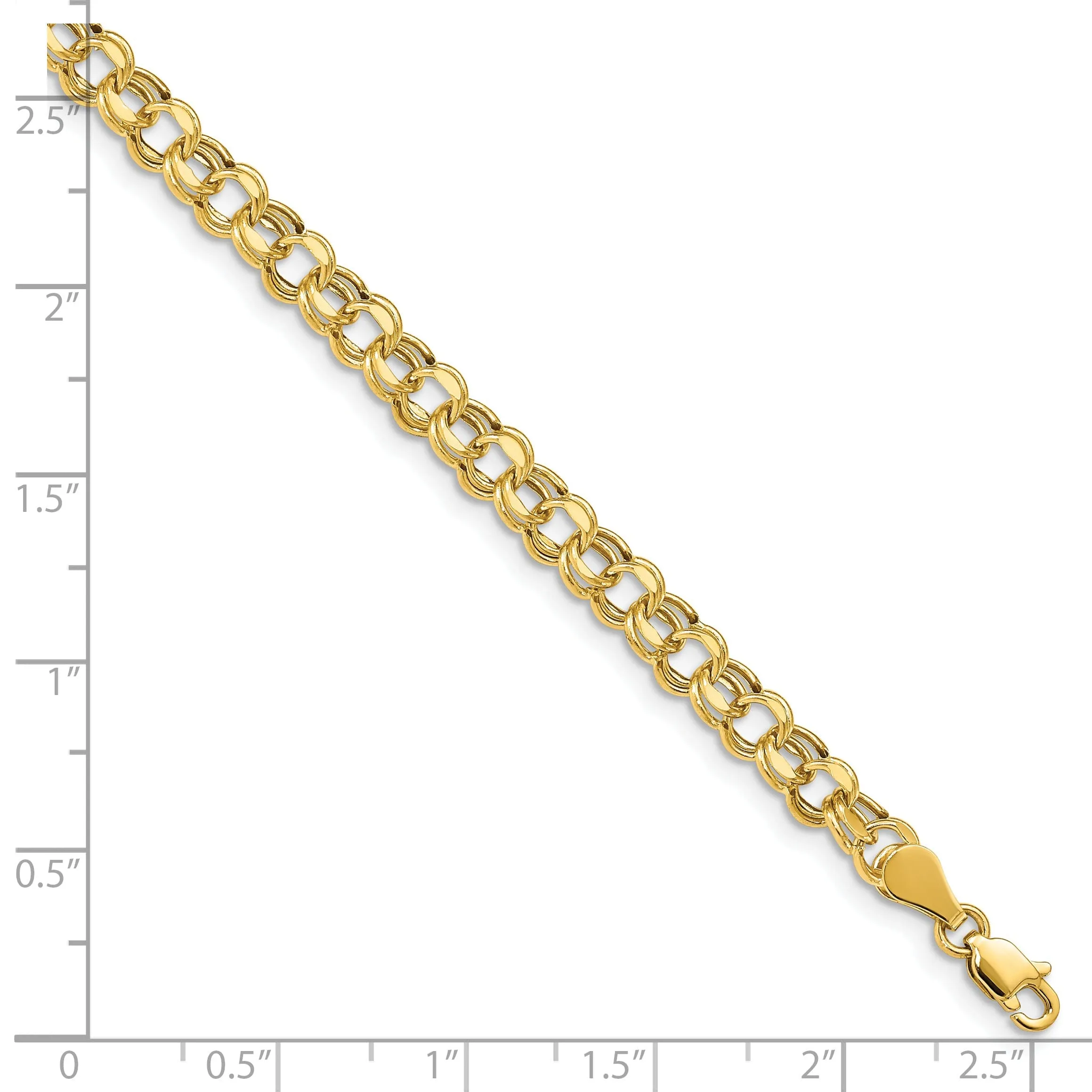 14k Yellow Gold Lite Double Link Charm Bracelet