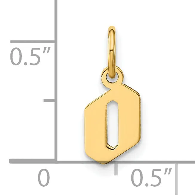 14K Yellow Gold Lower Case Letter O Initial Charm Pendant