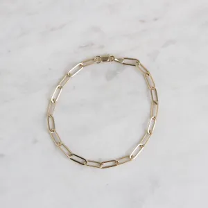 14k Yellow Gold Mini Paperclip Chain Bracelet