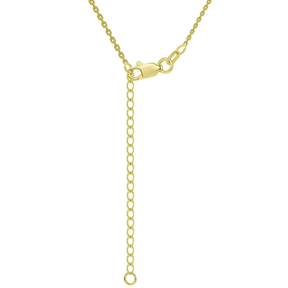 14k Yellow Gold Triple Heart Religious Cross Necklace with Lobster Claw Clasp (16" to 18" Adjustable Chain)