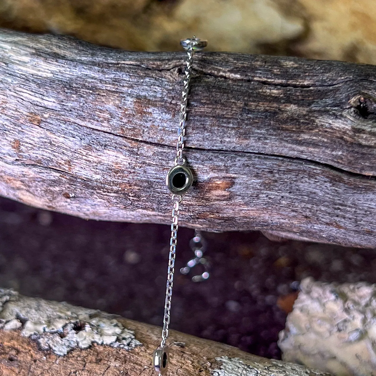 14kt White Gold Opal triplet round 3.5mm minimalist fine bracelet