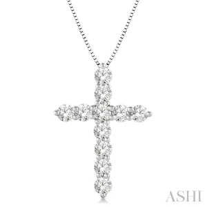 14KY Diamond Cross Pendant w/ 1.0 ctw, 18" Chain