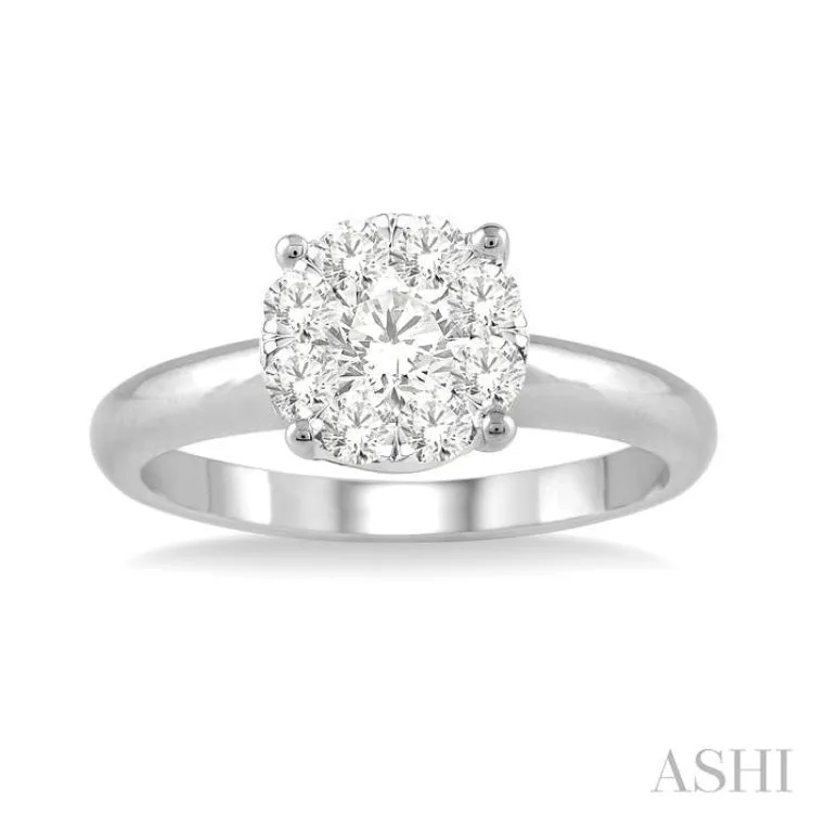 1/8 Ctw Lovebright Round Cut Diamond Ring in 14K White Gold