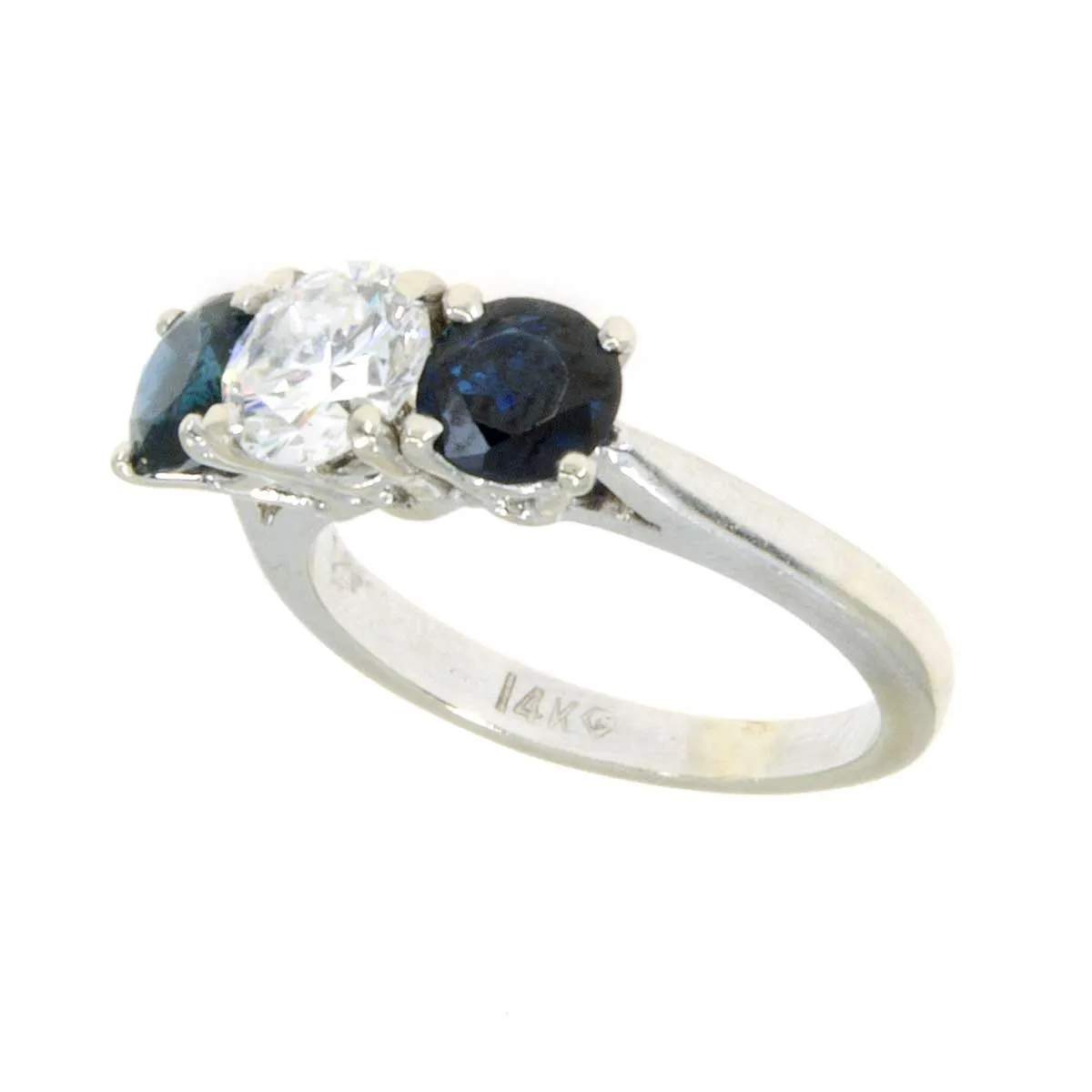 1.85ct Diamond & Sapphire 3 Stone Engagement Ring