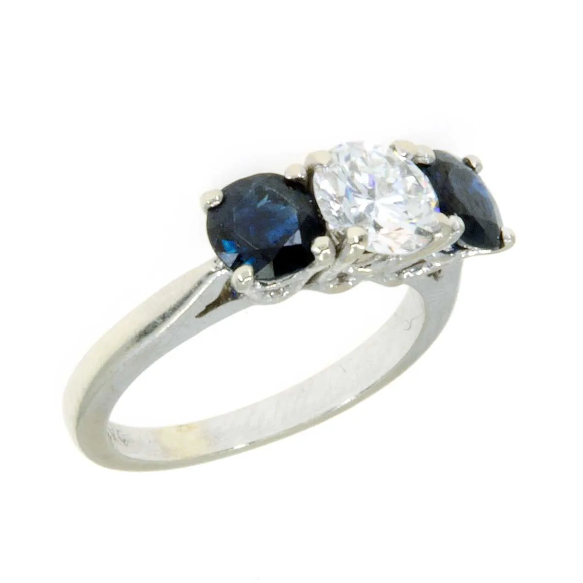 1.85ct Diamond & Sapphire 3 Stone Engagement Ring