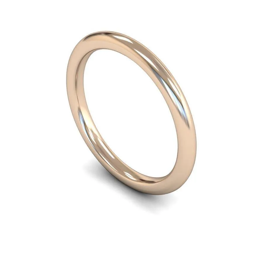 18ct Rose Gold Heavyweight Traditional Court/Flat Edge 2mm Wedding Ring