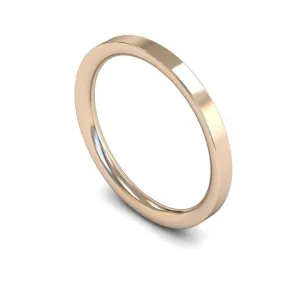 18ct Rose Gold Medium Weight Flat Court 2mm Wedding Ring